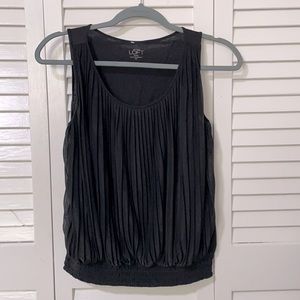 LOFT petite black pleated tank